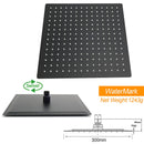 Matt Black Dual Shower Large 12" Square Head Handheld Adjustable Silde Rail Set Twin Taps
