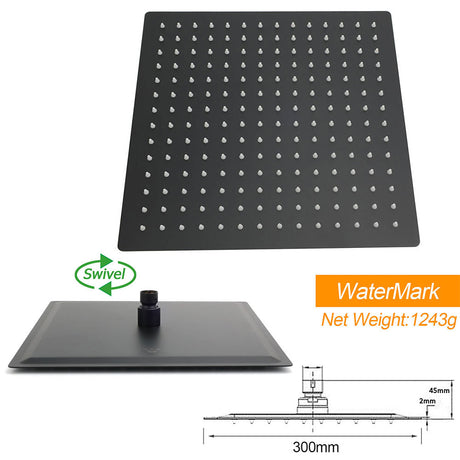 Matt Black Dual Shower Large 12
