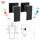 Matt Black Dual Shower Large 12" Square Head Handheld Adjustable Silde Rail Set Twin Taps