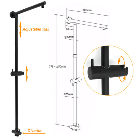 Matt Black Dual Shower Large 12