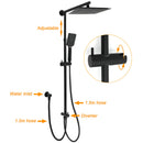 WELS Matt Black 2in1 Square 10" Rain Shower Head 3 Mode Handheld Adjustable Rail Twin Taps Set