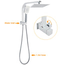 WELS Chrome Square Dual Rain Shower 8" Head 3 Mode Handheld Diverter Wall Arm Twin Taps Set