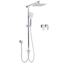 Square 8" Rain Shower Head 3 Mode Handheld Sliding Rail Arm 2 IN 1 Set Twin Taps