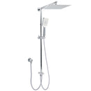 Chrome Square 10" Twin Shower Head Handheld Sliding Rail Set Wall Inlet Diverter