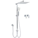 Chrome Square 10" Twin Shower Head Handheld Sliding Rail Set Wall Inlet Diverter Twin Taps