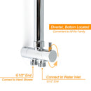 Chrome Square 10" Twin Shower Head Handheld Sliding Rail Set Wall Inlet Elbow With Mixer
