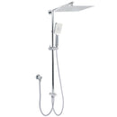 WELS Dual Square Shower Head 12" Rain Rose + 3 Modes Handheld Diverter Rail Arm Set
