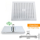 WELS Square Plastic Shower 8" Rainfall Head 3 Mode Handheld Sliding Rail Wall Arm + Twin Taps