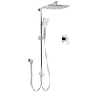 WELS Chrome Square 10" Rain Shower Head 3 Mode Handheld Sliding Rail Wall Arm With Mixer