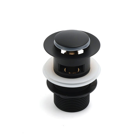 Matt Black Brass 32mm Push Pop Up Waste Plug Overflow Basin Sink Drain Outlet