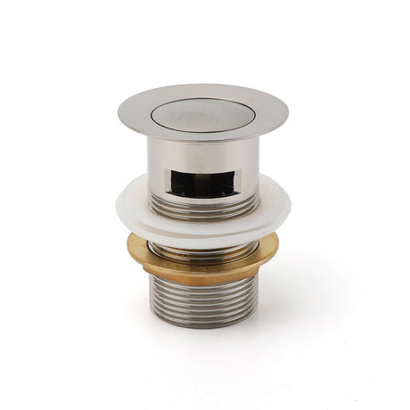 Brushed Nickel 32mm Push Pop Up Waste Plug Overflow Basin Sink Drain Outlet Kit