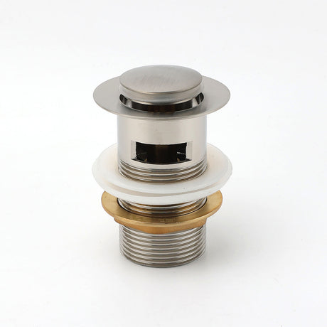 Brushed Nickel 32mm Push Pop Up Waste Plug Overflow Basin Sink Drain Outlet Kit