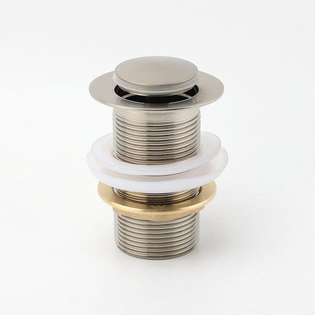Brushed Nickel 32mm Push Pop Up Waste Plug Non-Overflow Basin Sink Drain Outlet