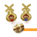 Brushed Gold Shower 1/4 Turn Twin Taps Basin Bath Spout Hot Cold Water Mixer Set