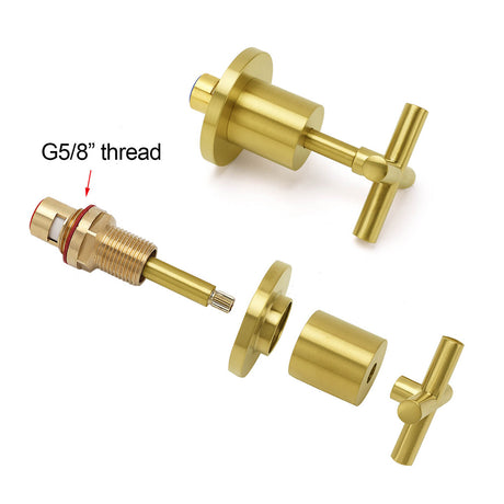 Brushed Gold Shower 1/4 Turn Twin Taps Basin Bath Spout Hot Cold Water Mixer Set