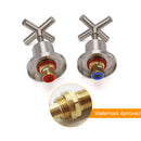Brushed Nickel 1/4 Turn Twin Shower Taps Set Hot Cold Water Control Vanity Mixer