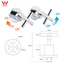 Mirror Chrome 1/4 Turn Twin Taps Hot Cold Water Control Mixer For Bath Spout Set