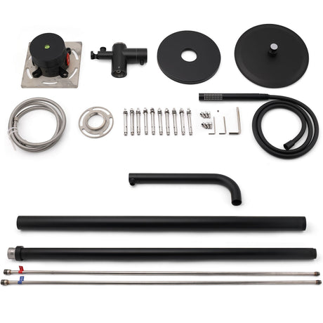 WELS Matte Black 316SUS Dual Shower Set Outdoor Bath System Rainfall 10