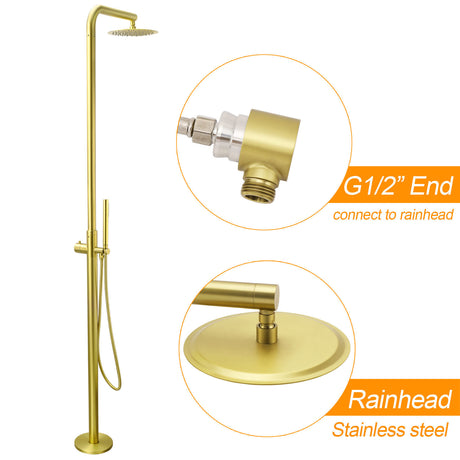WELS Brushed Gold Twin Shower Handset Combo Set Outdoor Washing 10