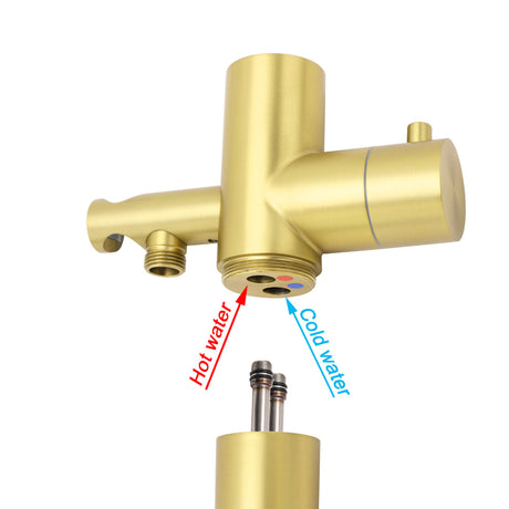 WELS Brushed Gold Twin Shower Handset Combo Set Outdoor Washing 10