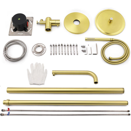 WELS Brushed Gold Twin Shower Handset Combo Set Outdoor Washing 10