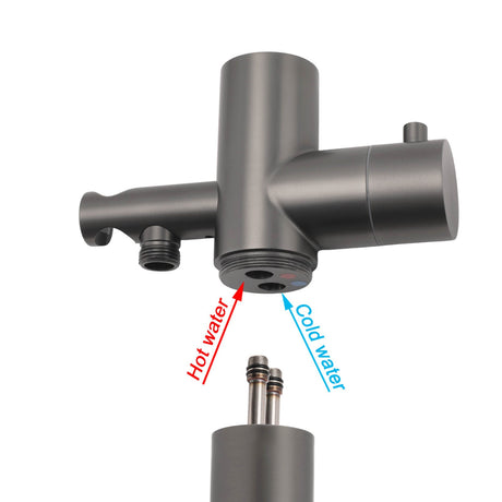 316 SUS WELS Gun Metal Twin Shower Handset Combo Outdoor Bath Rainfall 10