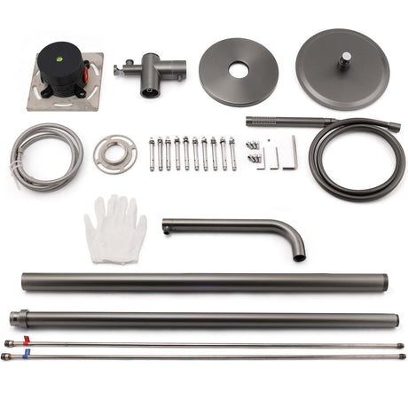 316 SUS WELS Gun Metal Twin Shower Handset Combo Outdoor Bath Rainfall 10