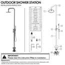 316 SUS WELS Gun Metal Twin Shower Handset Combo Outdoor Bath Rainfall 10" Head