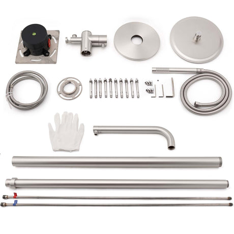 Watermark Brushed Nickel Dual Shower Handset Combo Outdoor Round 10