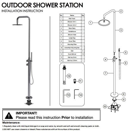 Watermark Brushed Nickel Dual Shower Handset Combo Outdoor Round 10