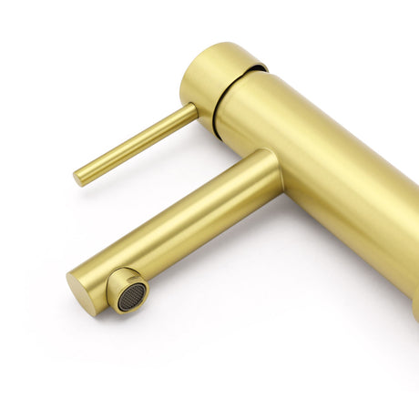 Brushed Gold Round Bathroom Basin Mixer Laundry Vanity Sink Faucet Lever Tapware