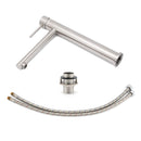 Brushed Nickel Classic Round Bathroom Basin Straight Spout Mixer Sink Faucet Tap