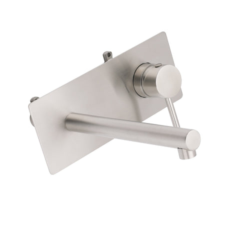 Brushed Nickel Round Wall Mounted Basin Vanity Mixer Bathtub Straight Spout Tap
