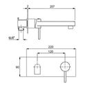 Brushed Nickel Round Wall Mounted Basin Vanity Mixer Bathtub Straight Spout Tap