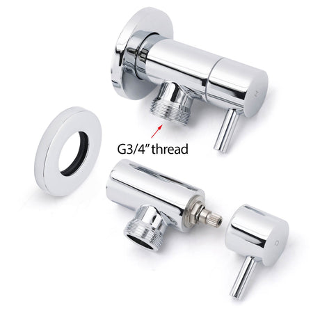 Chrome Round Wall Mounted 1/4 Turn Hot Cold Tap Pair Set For Washing Machine