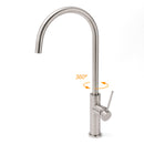 Brushed Nickel 435mm Tall Slim Round Kitchen Laundry Sink Mixer Faucet Tap Spout
