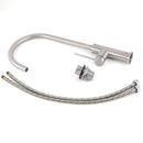 Brushed Nickel 435mm Tall Slim Round Kitchen Laundry Sink Mixer Faucet Tap Spout