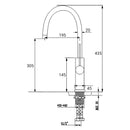 Brushed Nickel 435mm Tall Slim Round Kitchen Laundry Sink Mixer Faucet Tap Spout