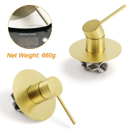 Watermark Brushed Gold Round Bathroom Shower Hot Cold Mixer Ceramic Cartridge OZ