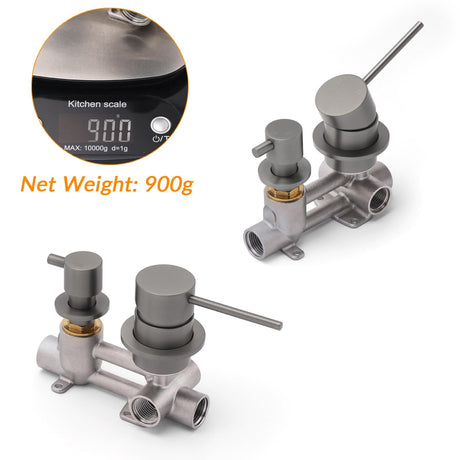 Small Face Gun Metal Gray Round Shower Mixer 2 Way Switch Diverter For Combo Set