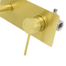 Brushed Gold Round Wall Mounted Basin Mixer Vanity Sink Tap Faucet Curve Spout