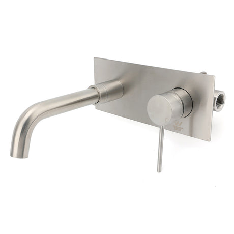 WELS Round Wall Mounted Basin Vanity Mixer Bath Tub Faucet Spout Brushed Nickel
