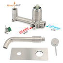 WELS Round Wall Mounted Basin Vanity Mixer Bath Tub Faucet Spout Brushed Nickel
