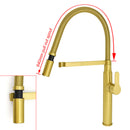 Brushed Gold Tall Kitchen Sink Basin Mixer 360º Swivel Faucet Tap Pull Out Spout