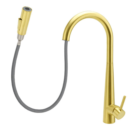 Brushed Gold Pull Out Kitchen Sink Tap Basin Mixer Faucet 2 Mode Spraying Spout