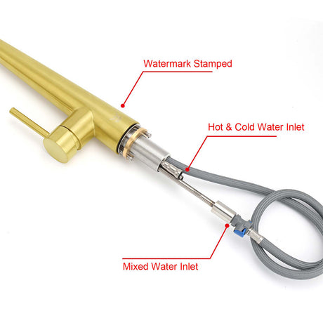 Brushed Gold Pull Out Kitchen Sink Tap Basin Mixer Faucet 2 Mode Spraying Spout