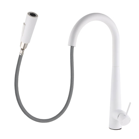 Matte White 2 Modes Spray Kitchen Mixer Pull Out Sink Tap Laundry Swivel Faucet