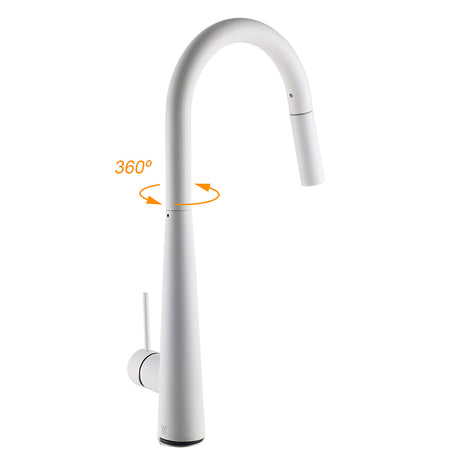 Matte White 2 Modes Spray Kitchen Mixer Pull Out Sink Tap Laundry Swivel Faucet