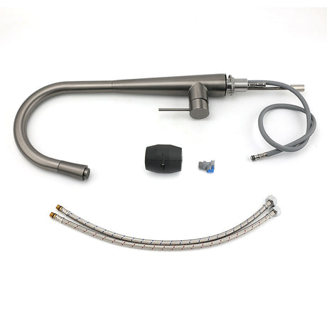 WELS Gun Metal Grey Pull Out Kitchen Sink Tap Basin Mixer Faucet Flexible Spout