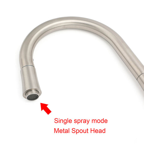 Brushed Nickel Silver Round Pull Out Kitchen Sink Tap Mixer Faucet Spout Outlet